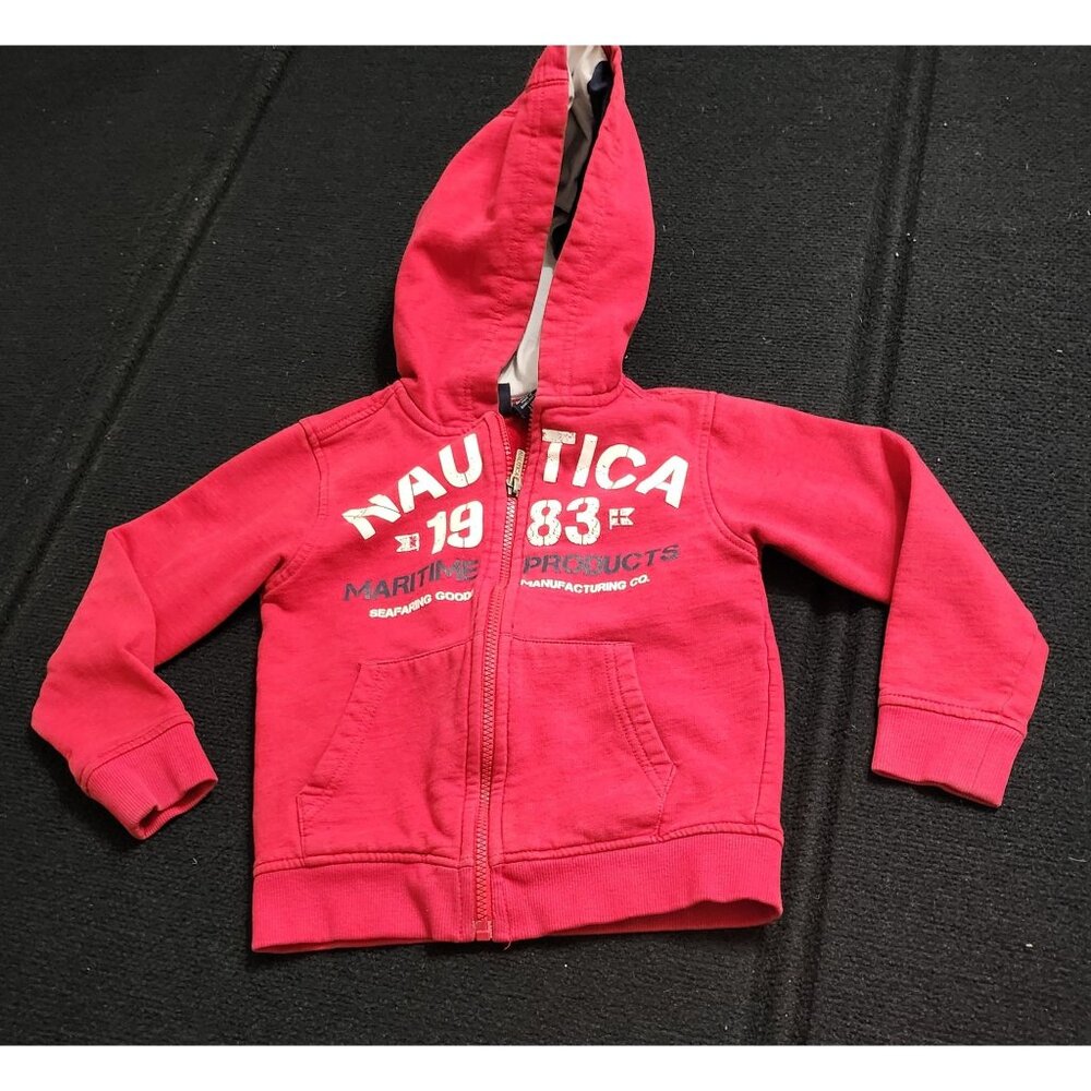 Nautica Boys' Zip-Up Hoodie Sweatshirt Red‎ Size L (7) Cotton & Polyester Blend